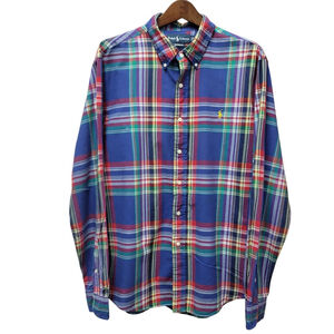 Ralph Lauren Custom Fit Long-Sleeves Cotton Plaid Shirt Size XL Men's Excellent